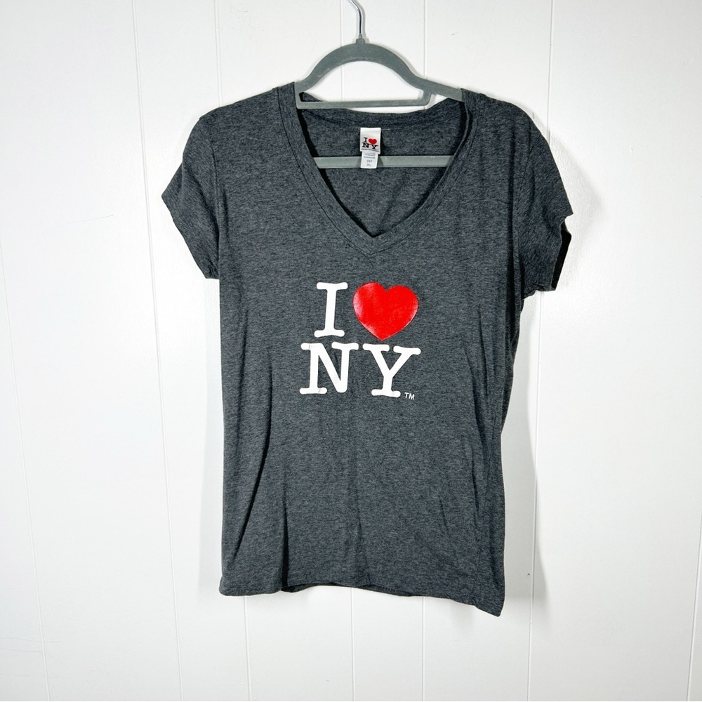 I Love NY Gray Short Sleeve Tee Extra Large (Juniors)